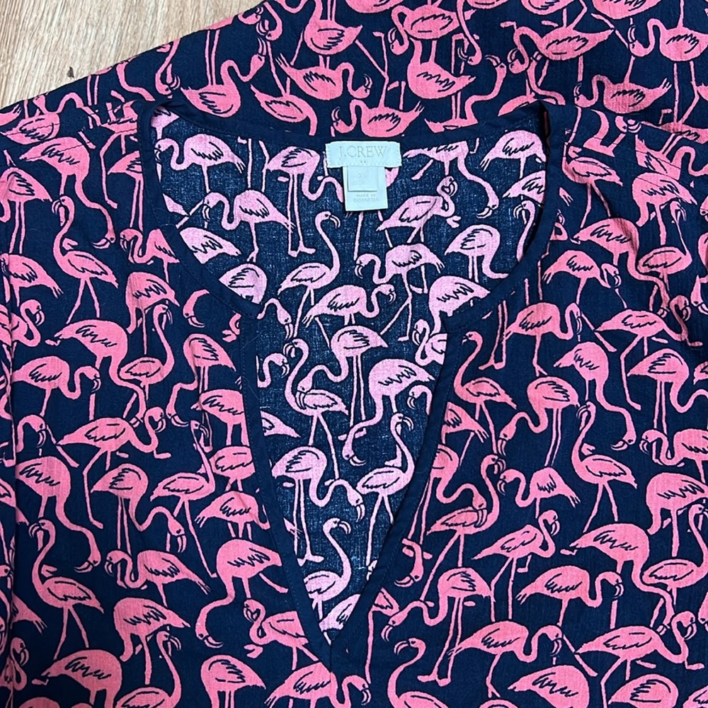 J Crew Tissue Tunic In Flamingo Pattern - image 6